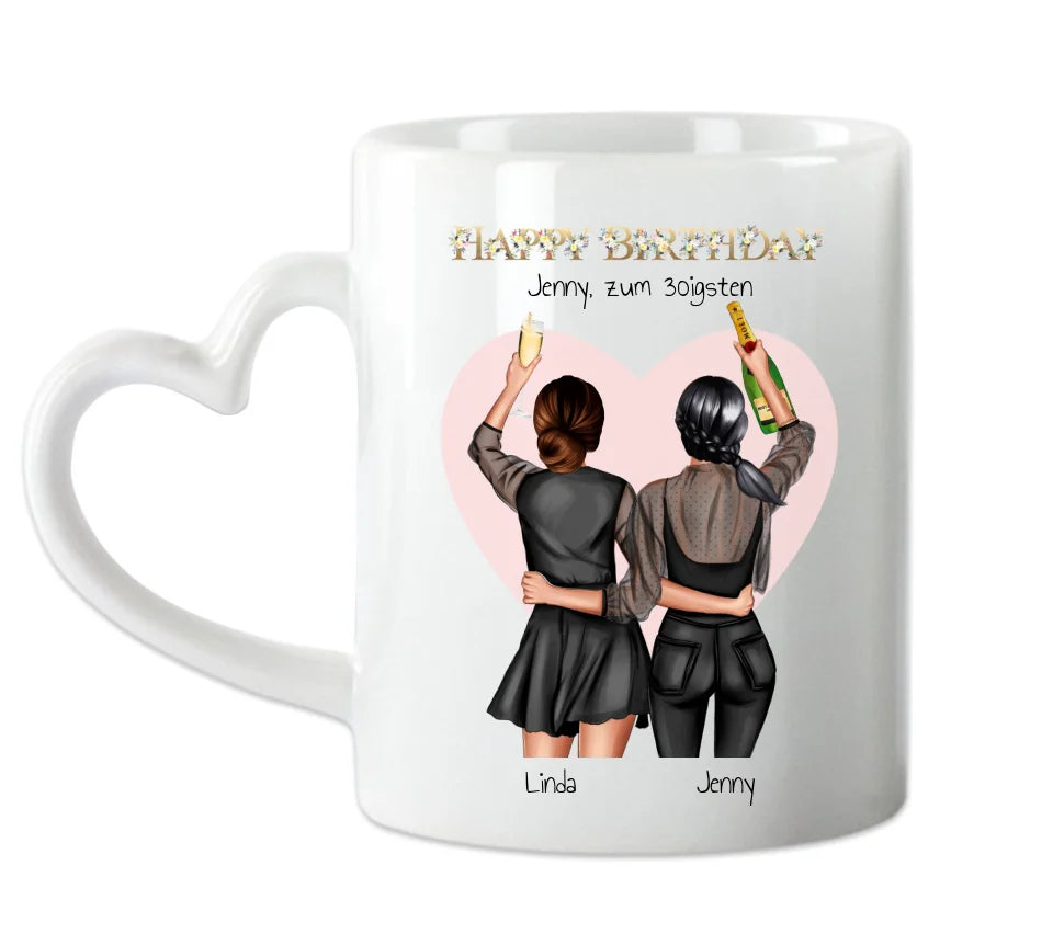 30 Geburtstag Geschenk Freundin - personalisierte Tasse 3 Freundinnen - Geschenkidee Geburtstag Glückwünsche