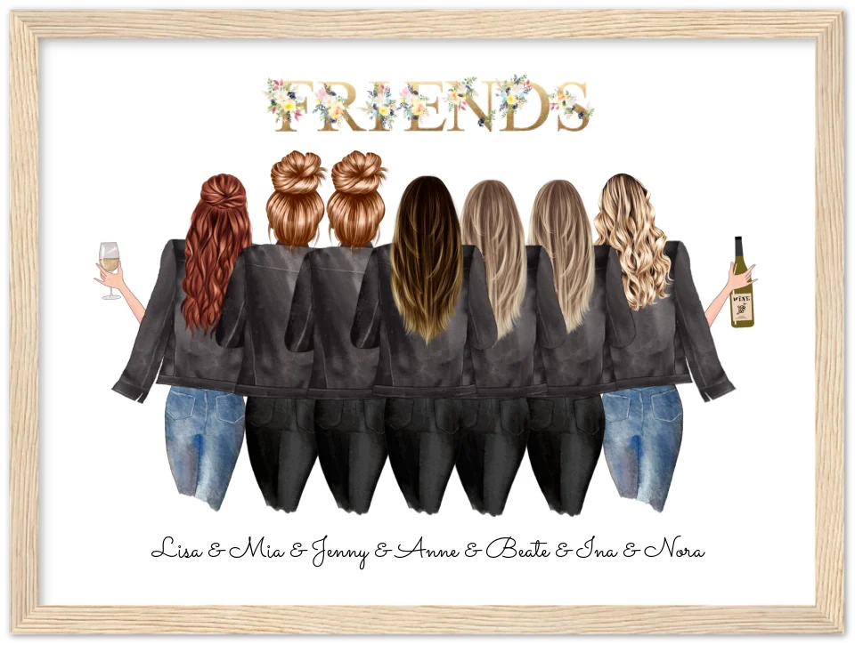 7 Beste Freundinnen Poster personalisiertes Geburtstagsgeschenk - Freundin Bild Geschenk Geburtstag