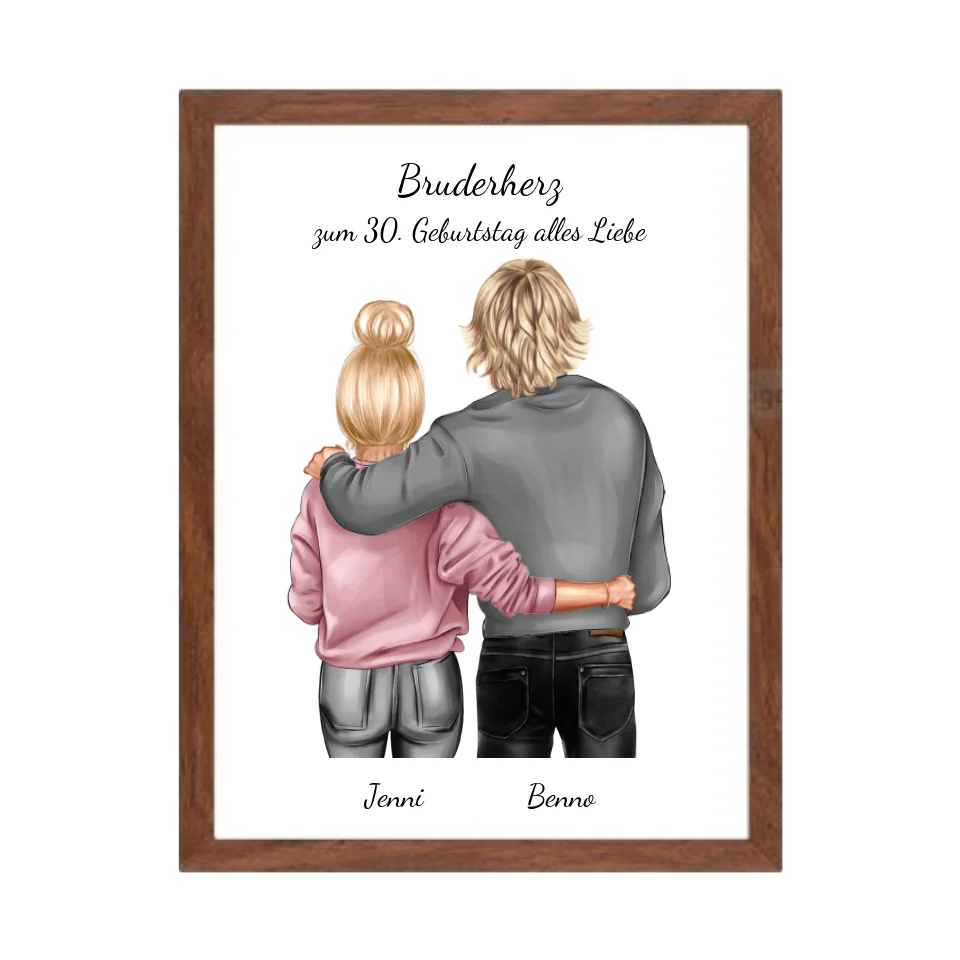 Geschenk 30 Geburtstag Bruder - Bild Geburtstagsgeschenk von Schwester - Weihnachtsgeschenk Poster