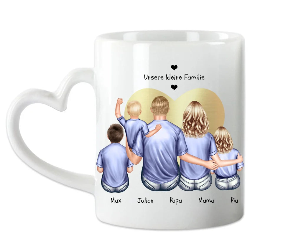Personalisierte Tasse Geschenk Vatertag - Tasse Geschenk Muttertag - Papa Geburtstagsgeschenk - Mama Geburtstagsgeschenk - Personalisiertes Geschenk Familie mit Baby + 2 Kindern