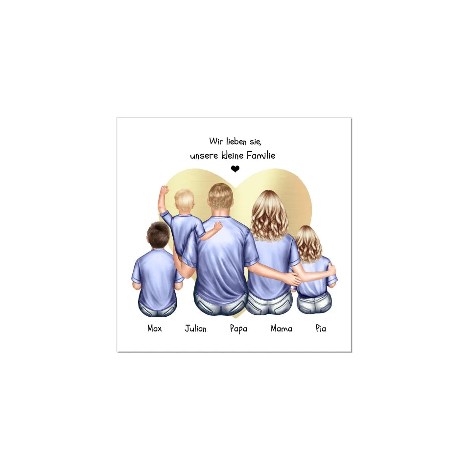 Geschenk Familie Familienbild mit 2+3 Kindern - personalisiertes Geschenk Papa -Geschenk Mama - Muttertagsgeschenk - Vatertagsgeschenk - Geburtstagsgeschenk