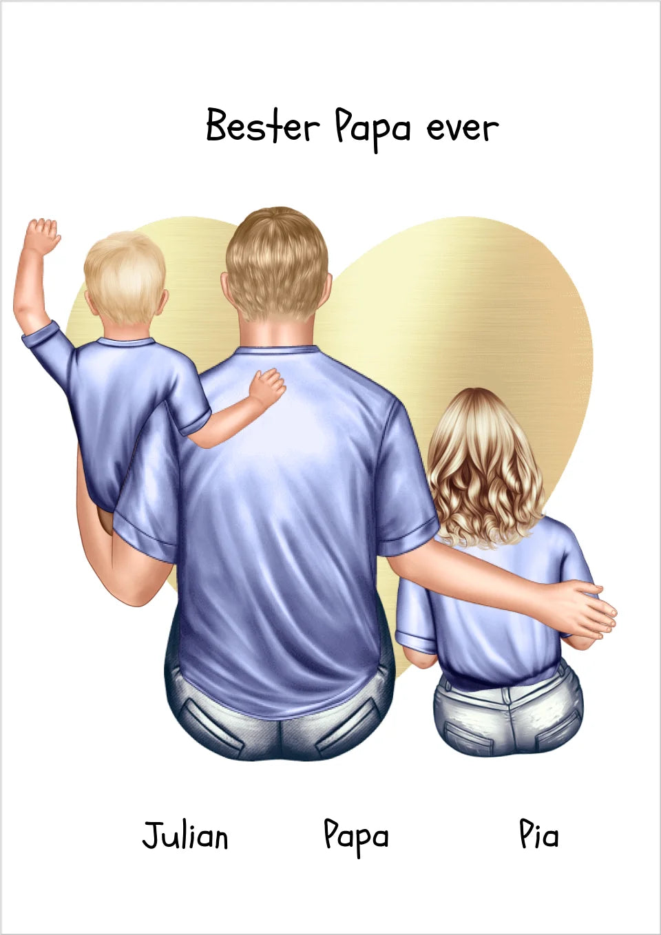 Personalisiertes Poster Geschenk Papa mit 2 Kindern Tochter/Sohn - Vatertagsgeschenk - Geburtstagsgeschenk