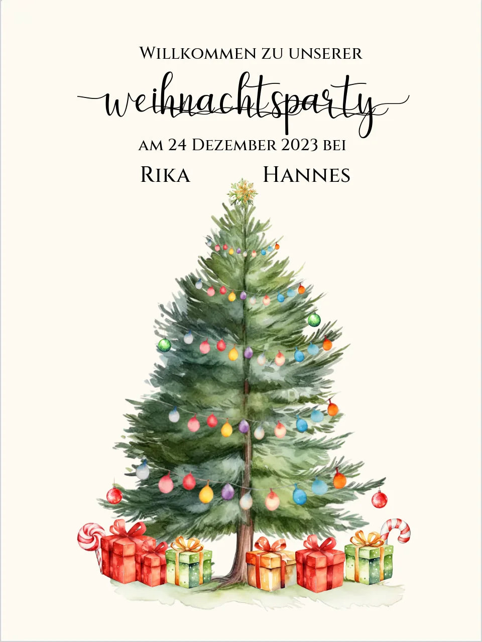 Weihnachtsposter | Willkommensschild Weihnachten | Einladung Weihnachtsfest | Weihnachtsschild Willkommen Schild mit Tannenbaum