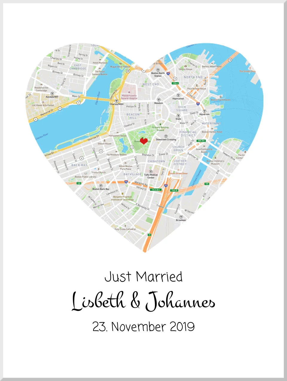 Herz personalisiertes Hochzeitsgeschenk - Wo alles begann - Geschenk Valentinstag - Jahrestag -Kennenlernorte - Städteposter