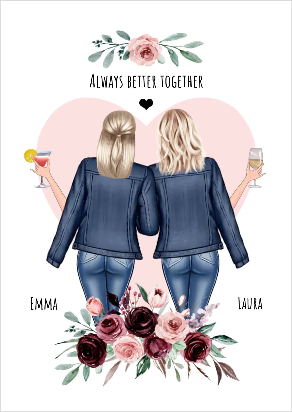 Beste Freundin Bild ♥ Poster Geschenk zum Geburtstag, auch für Schwester, Mama, Kollegin
