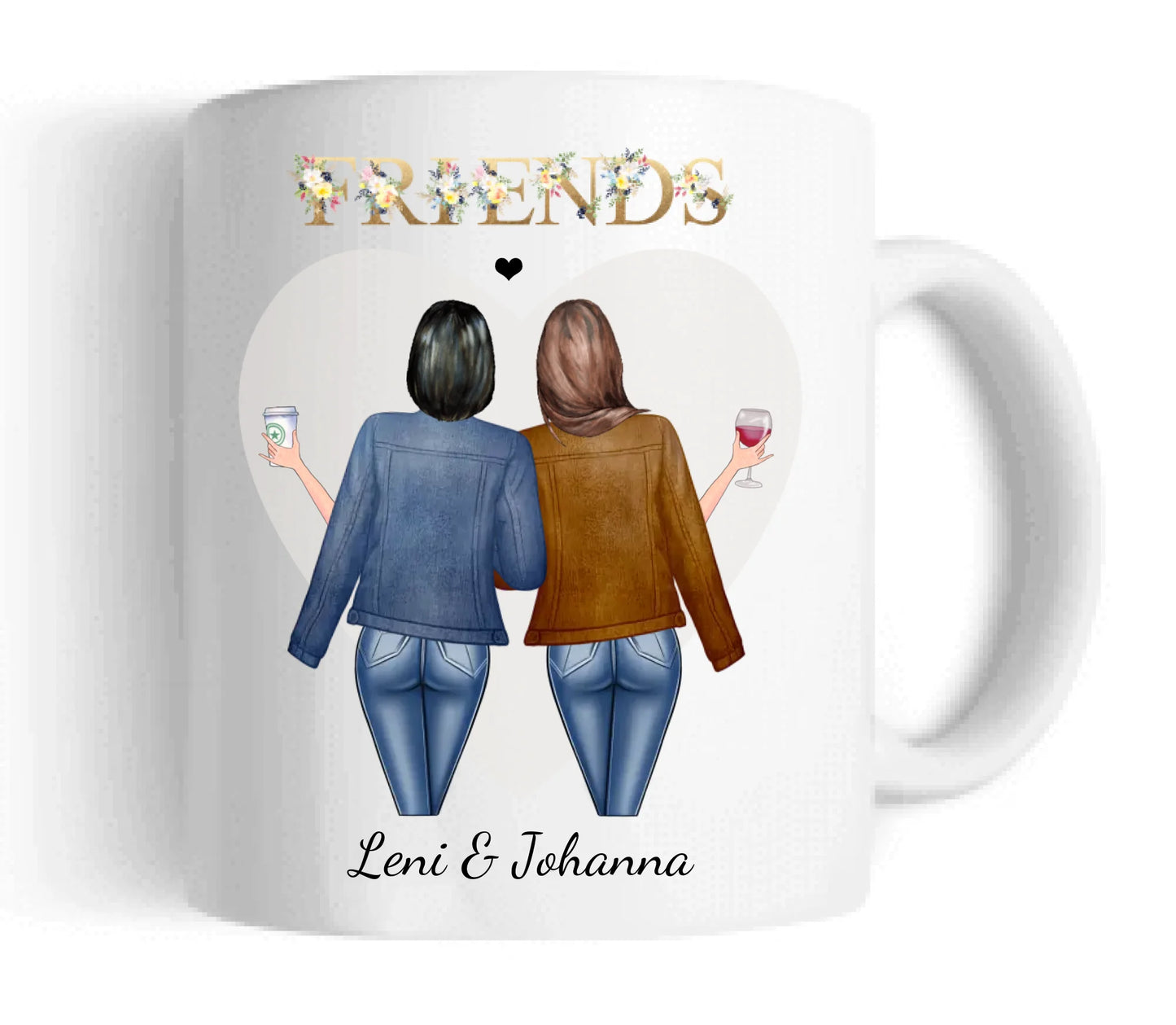 Geschenk 2 Beste Freundinnen Tasse personalisiert - Beste Freundin Geschenk