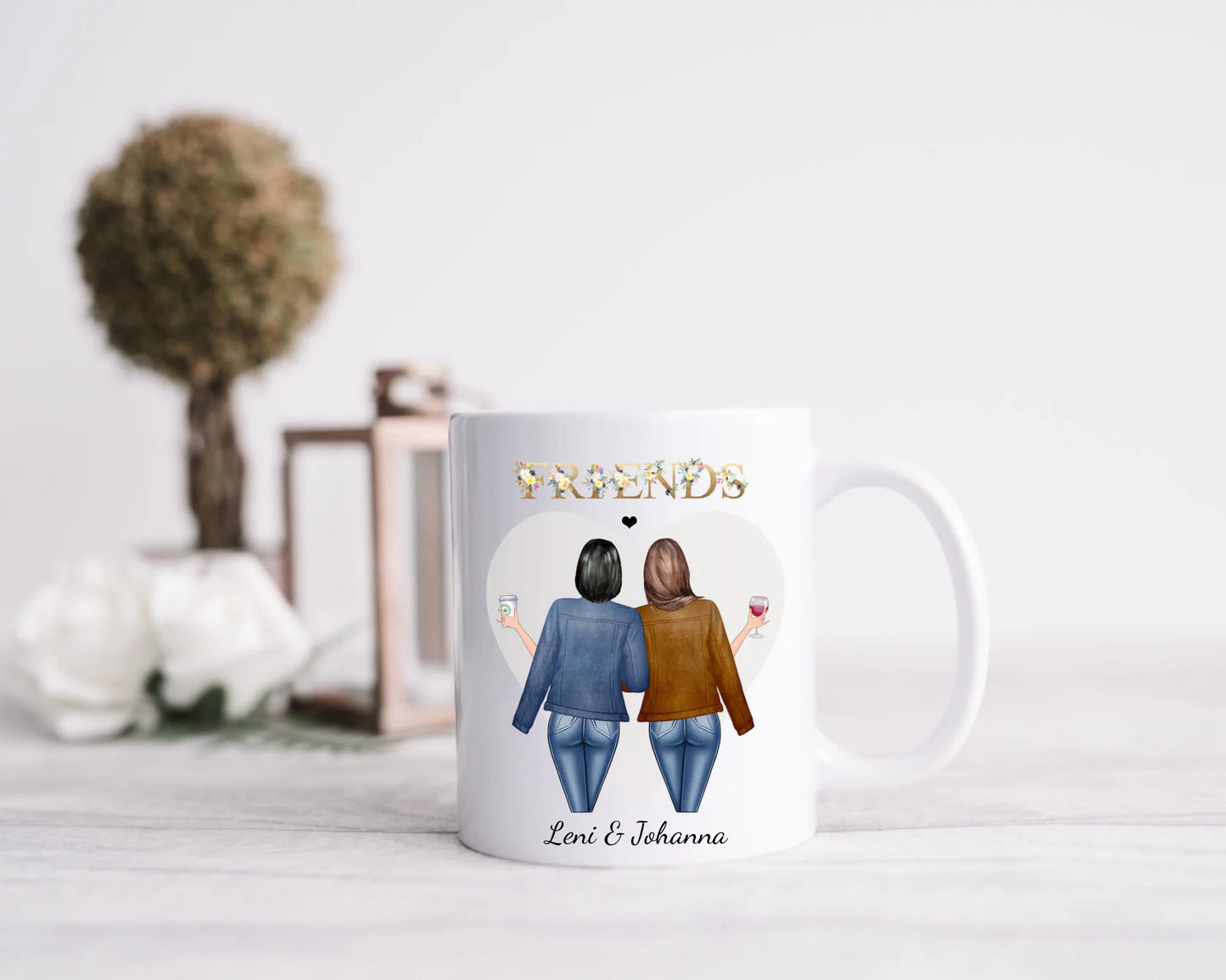 Geschenk 2 Beste Freundinnen Tasse personalisiert - Beste Freundin Geschenk
