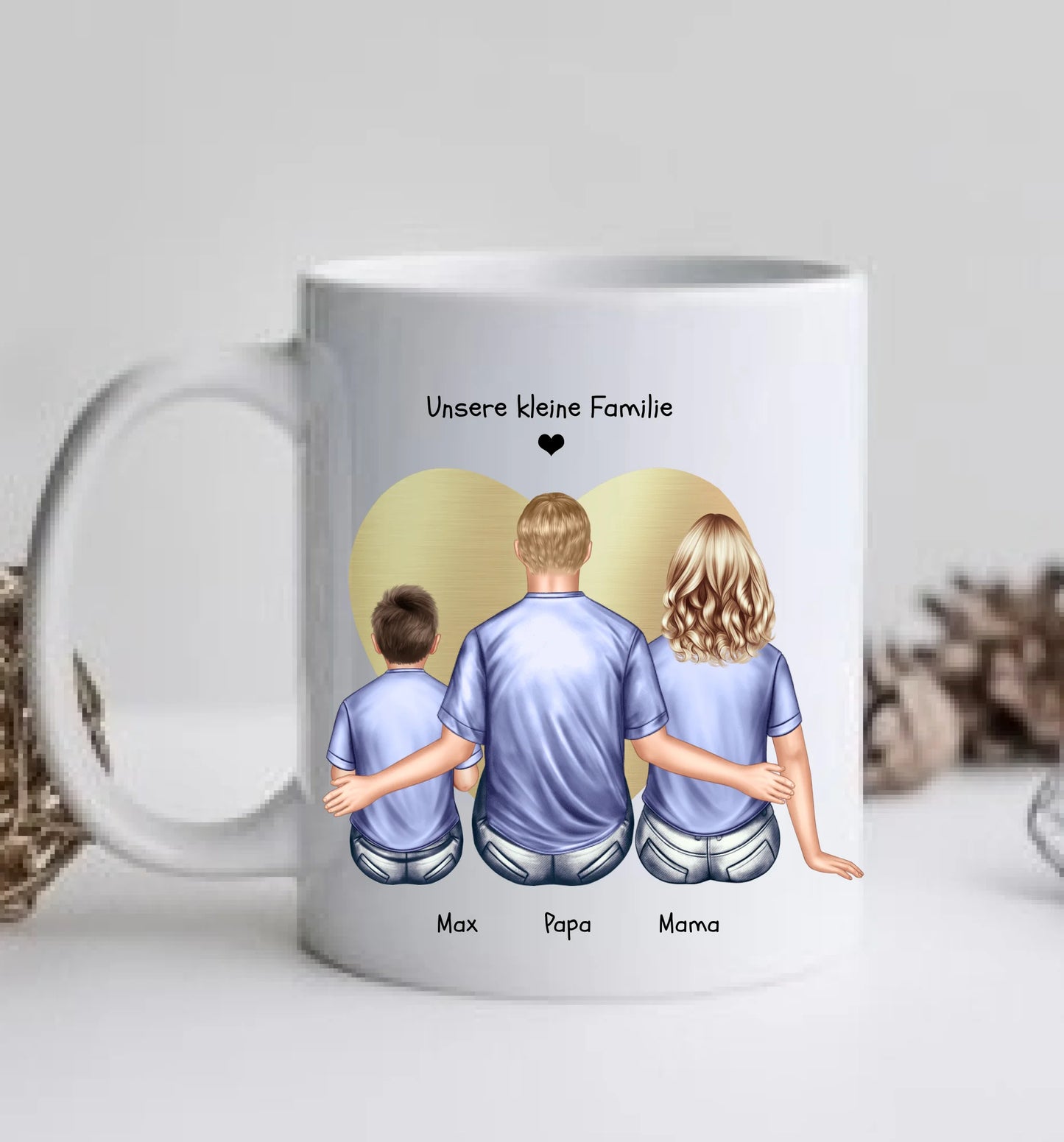 Familie Geschenk Papa, Geschenk Mama - Personalisierte Tasse Vatertag - Muttertag - Geburtstagsgeschenk - Weihnachtsgeschenk Familie mit Kind