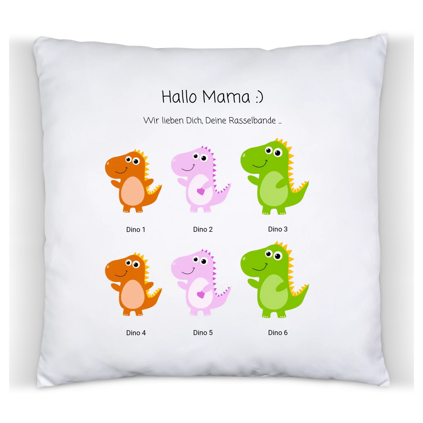Muttertagsgeschenk, Vatertagsgeschenk & Geburtstagsgeschenk personalisiert | Mama / Papa Dino Kissen