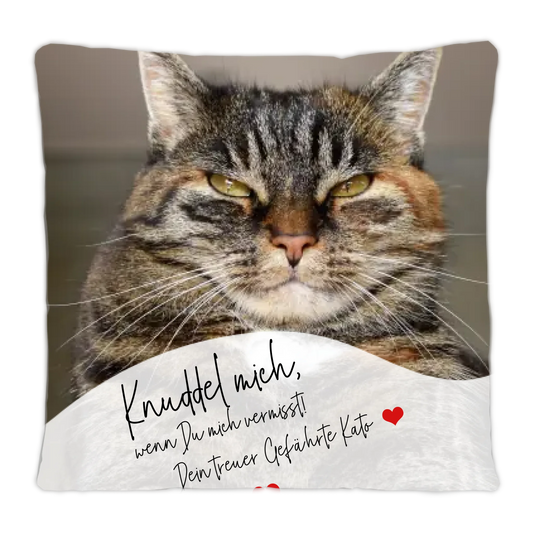 Personalisiertes Tier-Kissen | Tierliebhaber Haustier Kissen mit Text | Knuddel mich | Drück mich, wenn Du mich vermisst