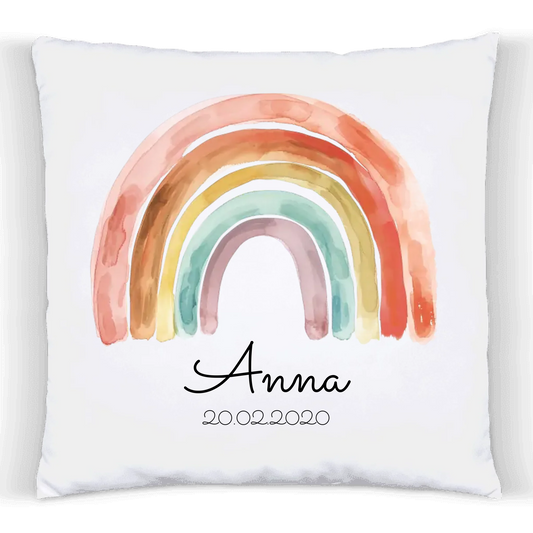 Personalisiertes Kissen Regenbogen | Einschulungsgeschenk Mädchen | Geburtstagsgeschenk, Babygeschenk  | Ostergeschenk
