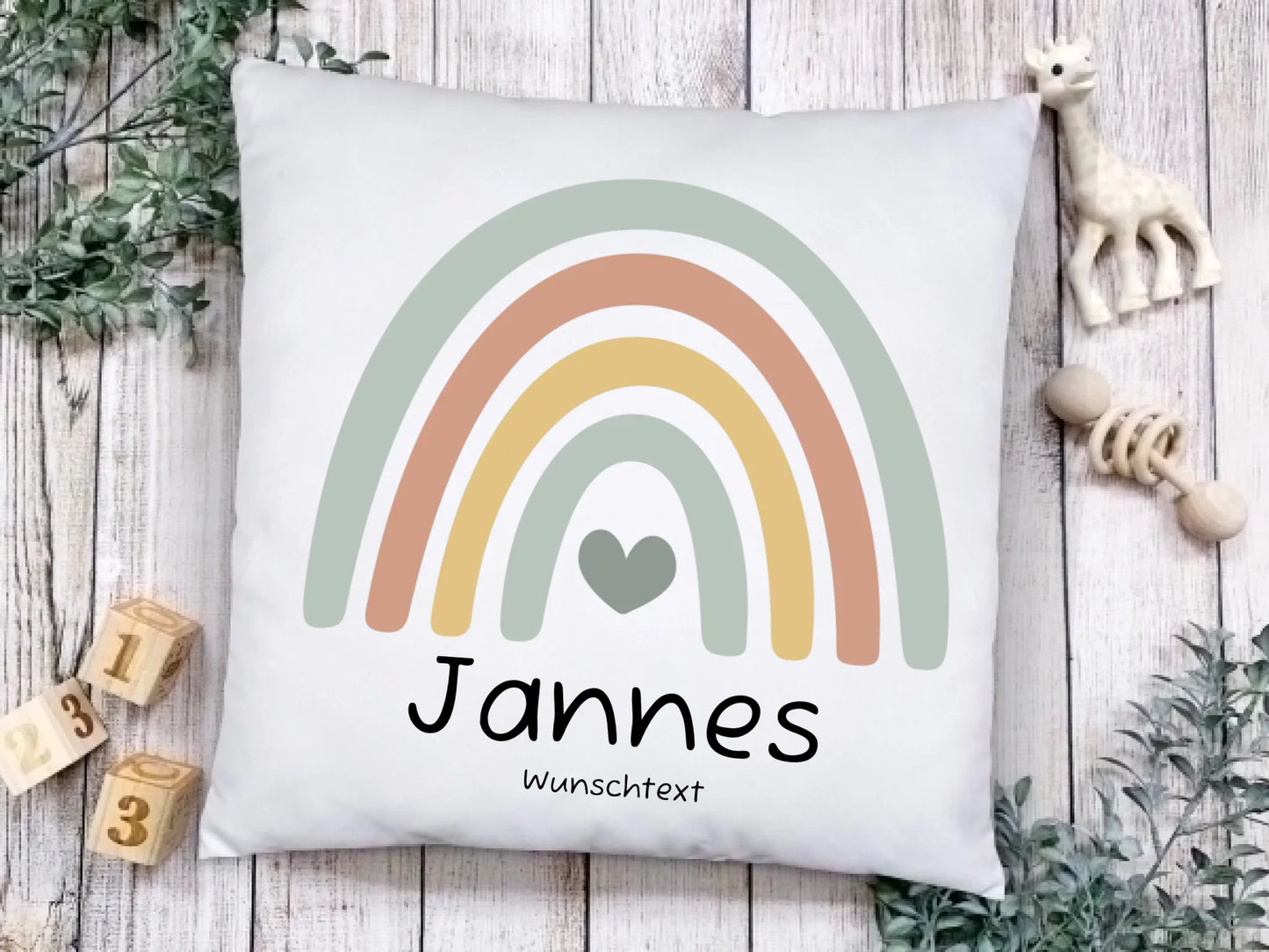 Personalisiertes Kissen Regenbogen | Einschulungsgeschenk Junge | Geburtstagsgeschenk, Babygeschenk | Ostergeschenk