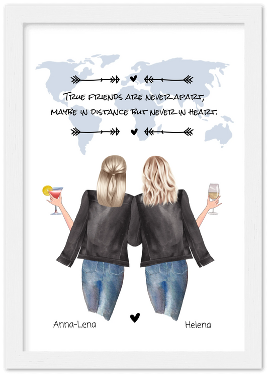 2 Beste Freundinnen personalisiertes Poster Geschenk True Friends are never apart ... Geburtstagsgeschenk