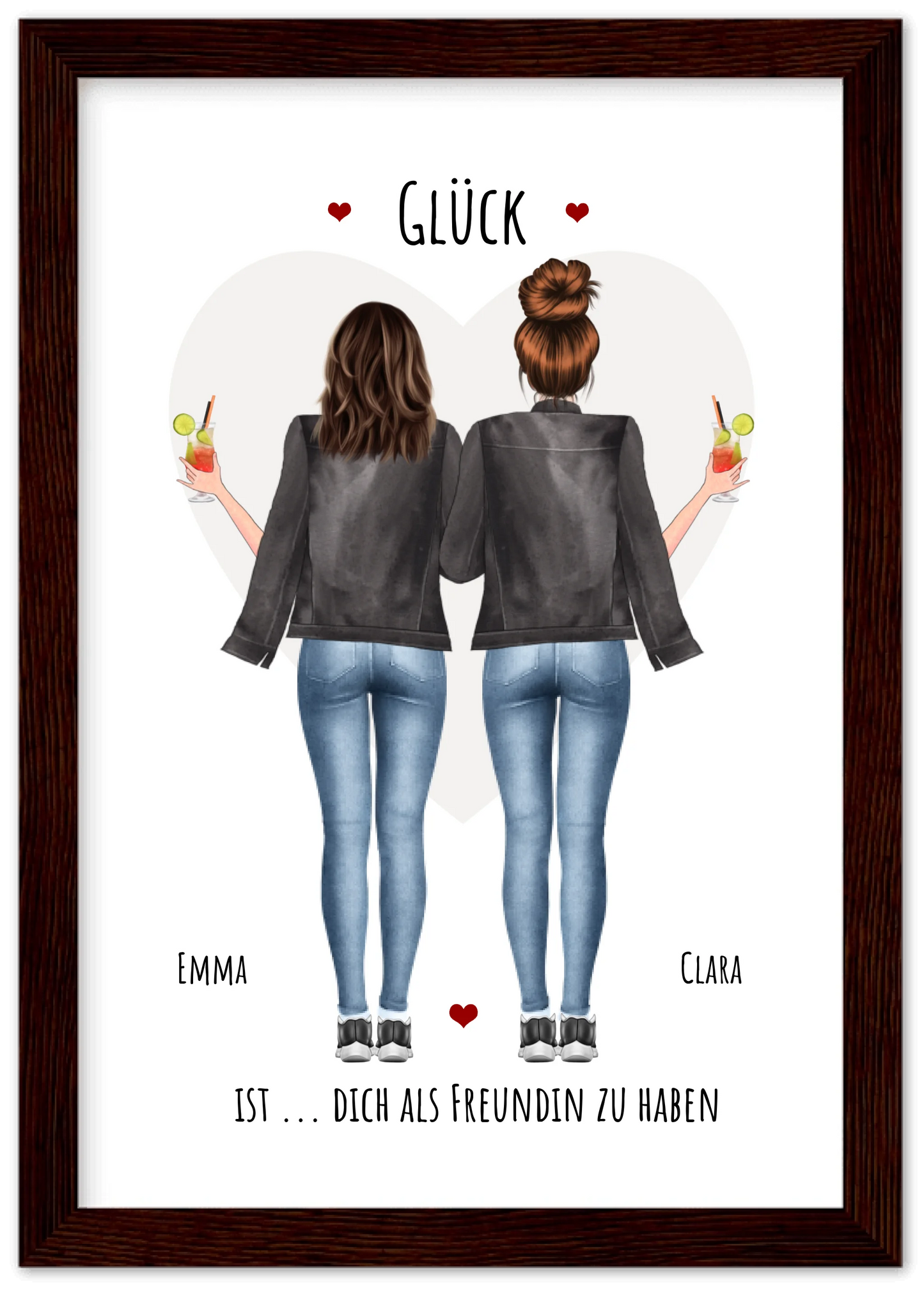 Glück dich als Freundin zu haben - 2 Beste Freundinnen Bild gerahmt - Personalisiertes Geschenk für Schwester Geburtstagsgeschenk - Weihnachtsgeschenk