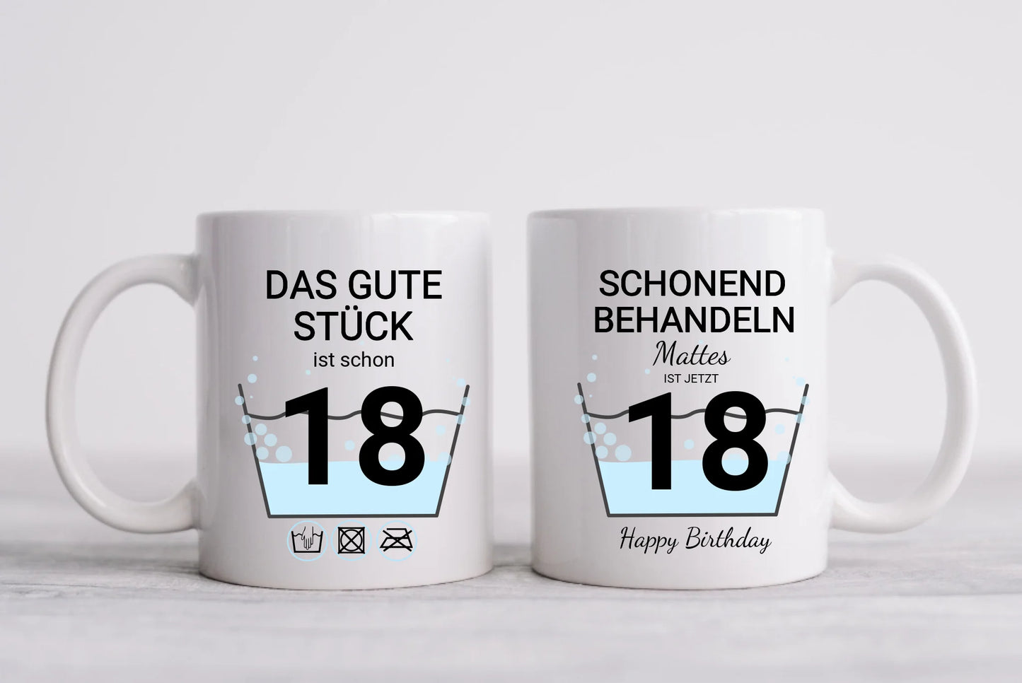 18. Geburtstag Geschenk personalisiert | Schonend Behandeln | Das gute Stück ist 18 Jahre | Tasse Geschenk Frau Mann Geburtstagsgeschenk
