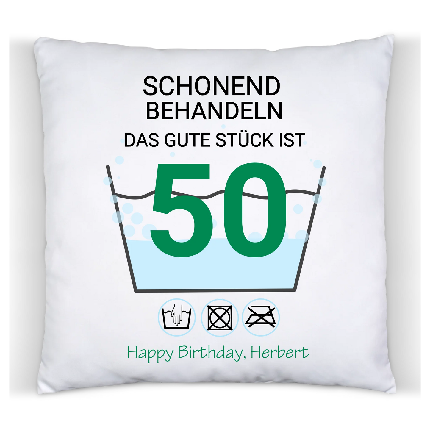 50. Geburtstag Geschenk Kissen personalisiert | Schonend Behandeln | Das gute Stück ist 50 Jahre | Geschenk Frau Mann Geburtstagsgeschenk