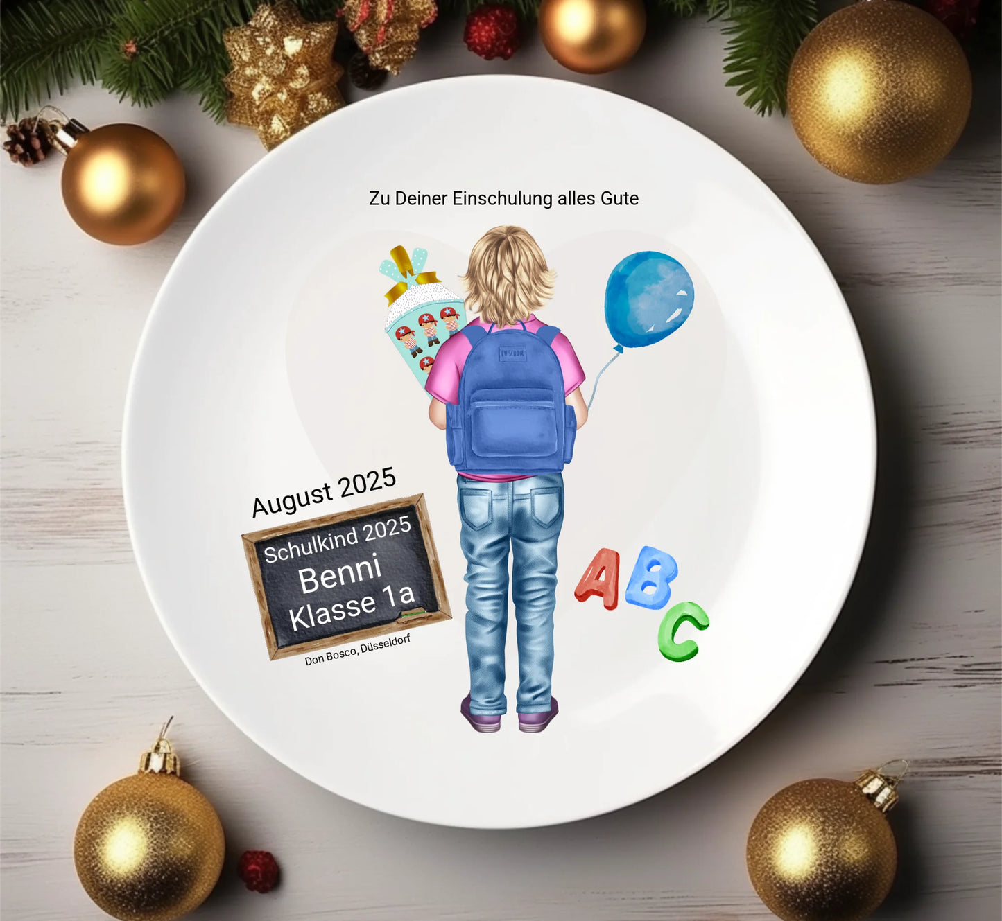 Personalisierter Kinderteller Einschulungsgeschenk - Geschenk zur Einschulung