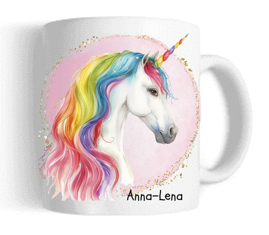 Tasse oder Kissen für Mädchen Einhorn | Kinderzimmerdeko Einhorn  | Weihnachtsgeschenk | Geburtstagsgeschenk | Schulkind  | Schulbeginn 1. Klasse |