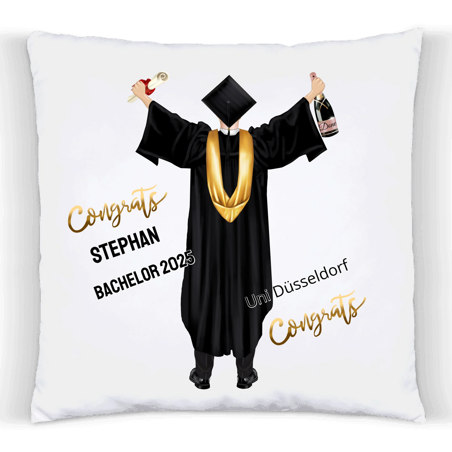 Personalisiertes Kissen Geschenk Studienabschluss, Schulabschluss, zum Doktor, Master, Bachelor & Abitur