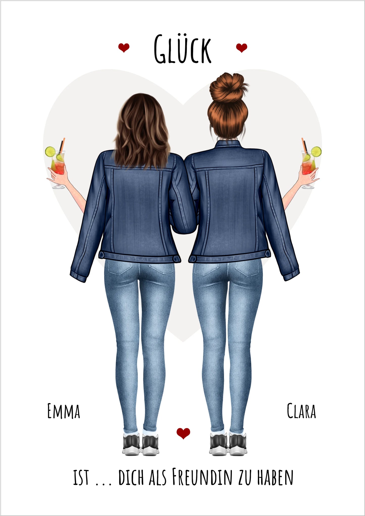 2 beste Freundinnen Bild Geschenk personalisiert - Freundin Poster Geschenk - Schwester Geburtstagsgeschenk, Weihnachtsgeschenk