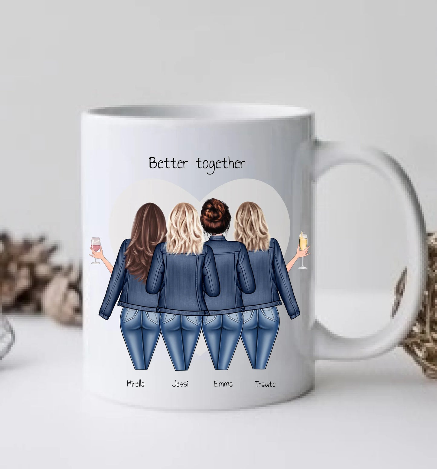 Geschenk Geburtstag Beste Freundin Tasse mit Spruch personalisiert - Geburtstagsgeschenk, Weihnachtsgeschenk 4 Freundinnen