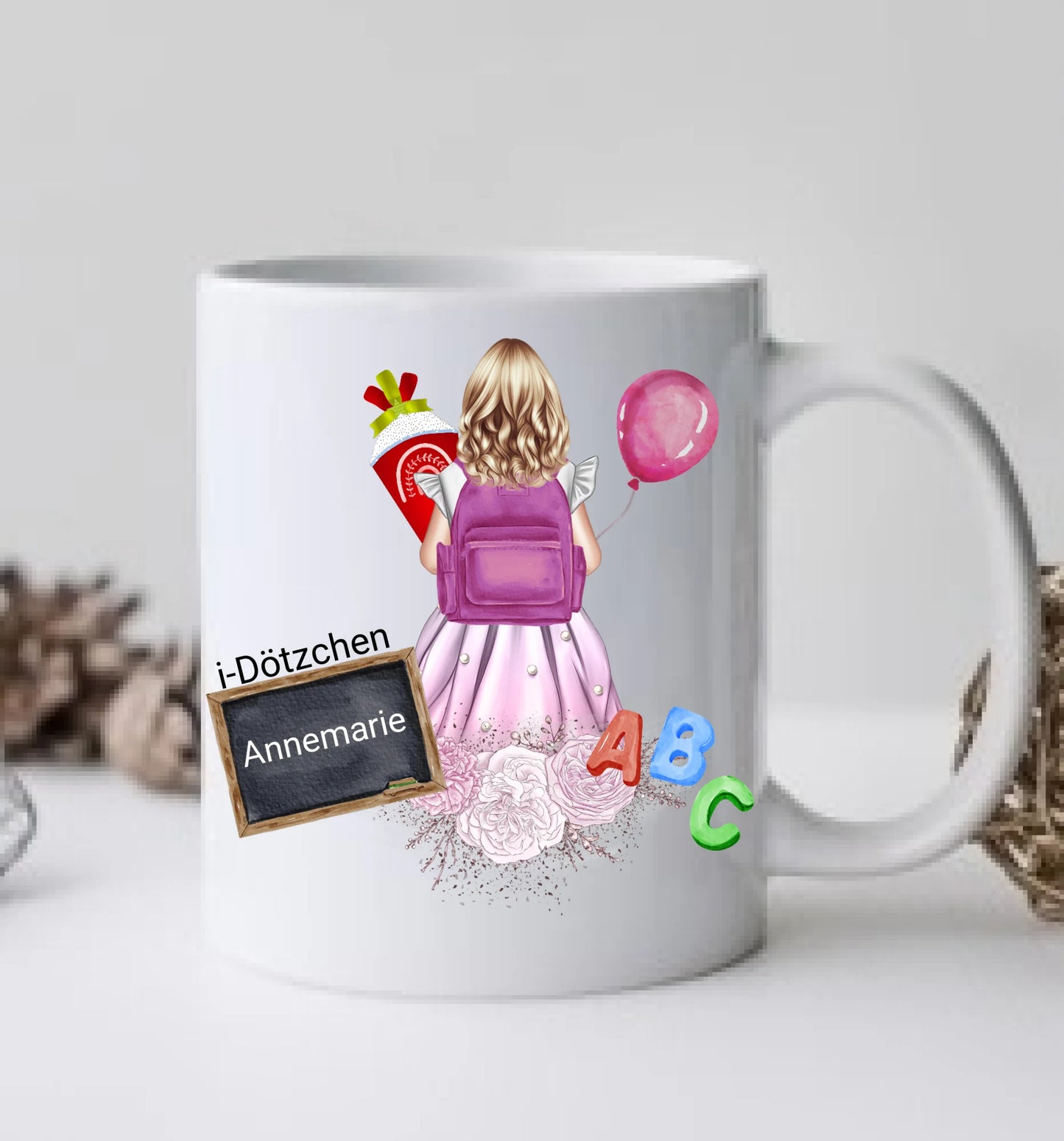Personalisierte Tasse-Schulkind 2025-Personalisiertes Geschenk zur Einschulung Tasse für Mädchen - Einschulungsgeschenk | Kindertasse