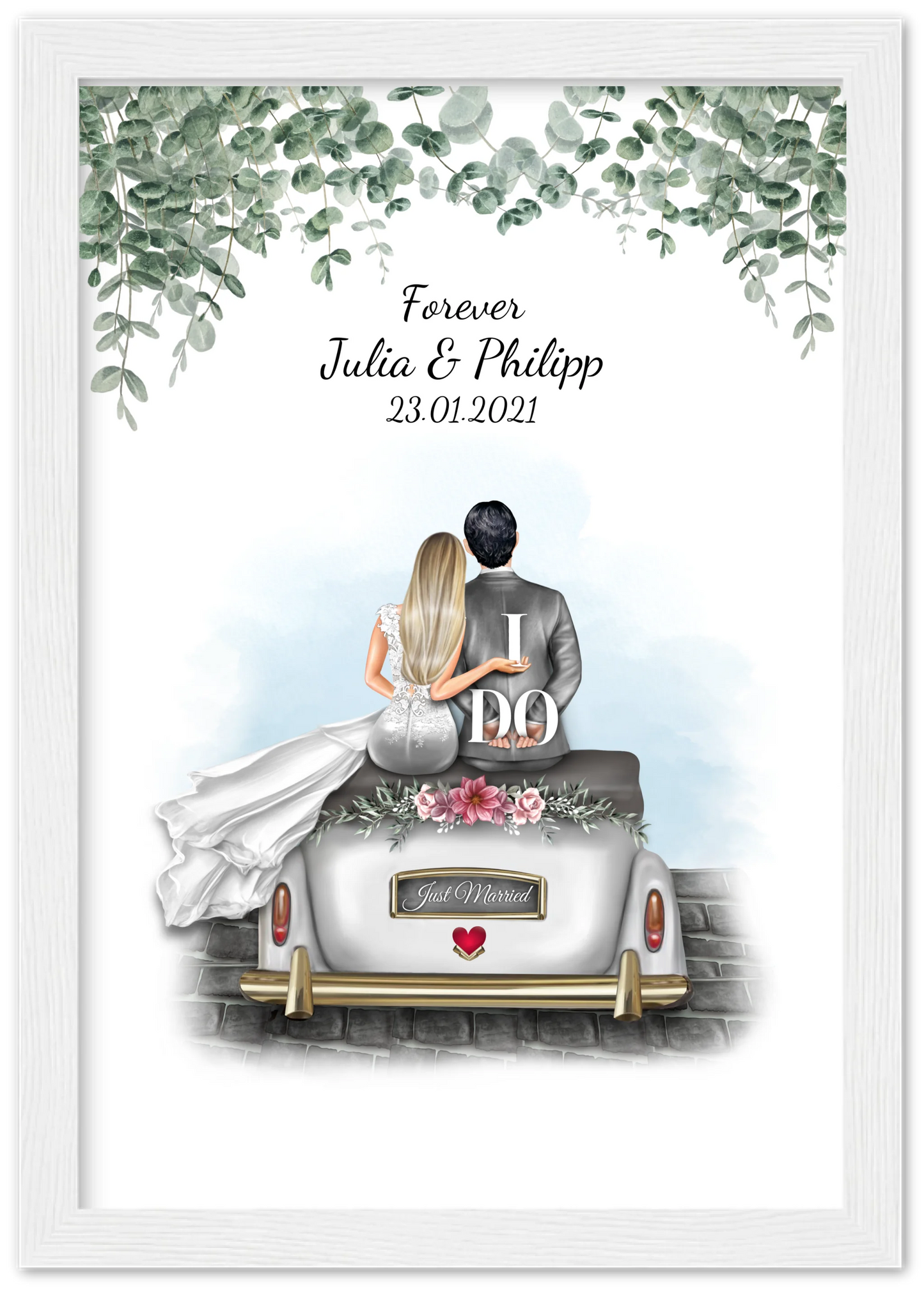 Personalisiertes Hochzeitsgeschenk - Wedding Car - Hochzeitsauto - Geschenk Hochzeit - Geschenk Bild Hochzeit - Geschenk Poster Hochzeit