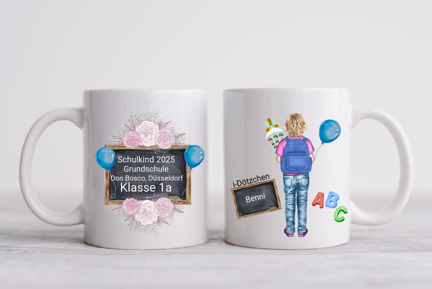 Personalisierte Tassen - Schulkind 2025 -Personalisiertes Geschenk zur Einschulung Tasse für Jungen - Kindertasse Einschulungsgeschenk