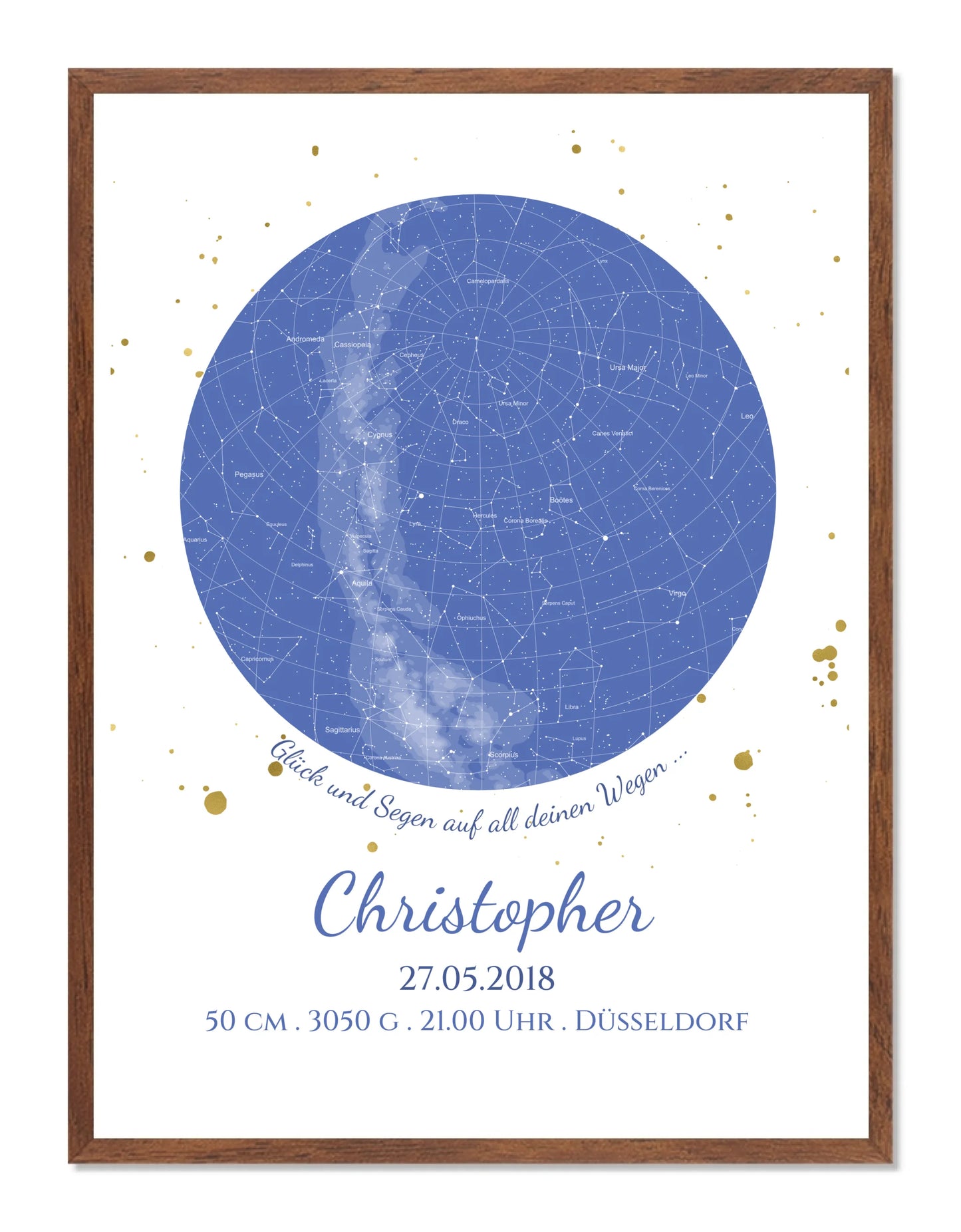 Geburtsgeschenk & Taufgeschenk Geburtsanzeige | Poster Sternkarte Design | Babygeschenk zur Geburt, zur Taufe | Sternenbild Junge