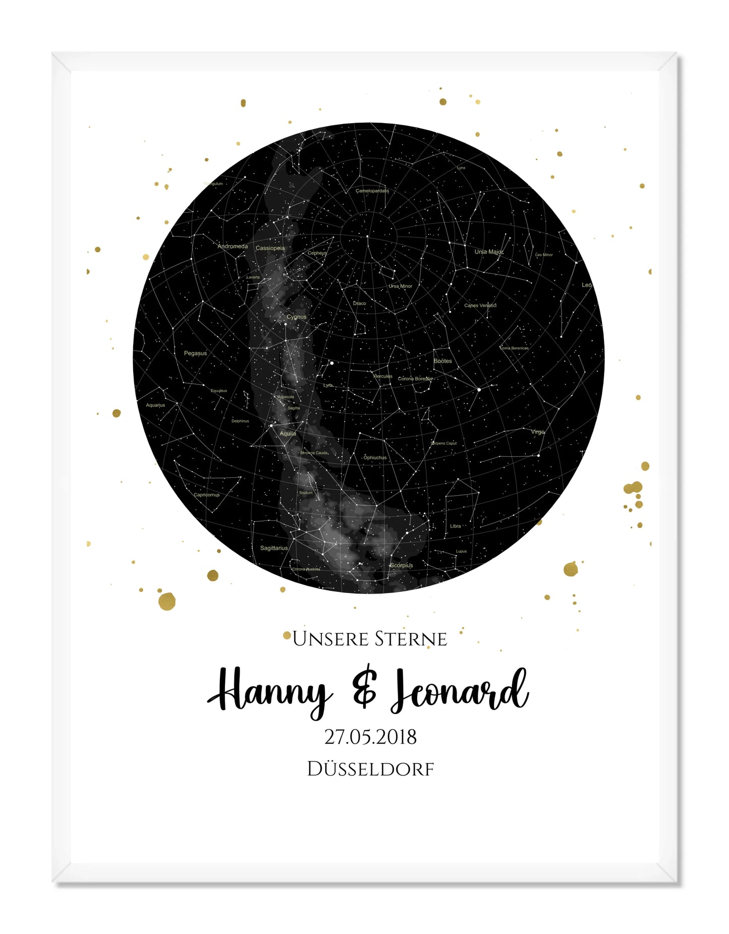 Hochzeitsgeschenk | Personalisierte Sternkarte | Sternenbild Poster | Sternkarte Geschenk zur Hochzeit, zur Geburt, zur Taufe | Geschenk Brautpaar