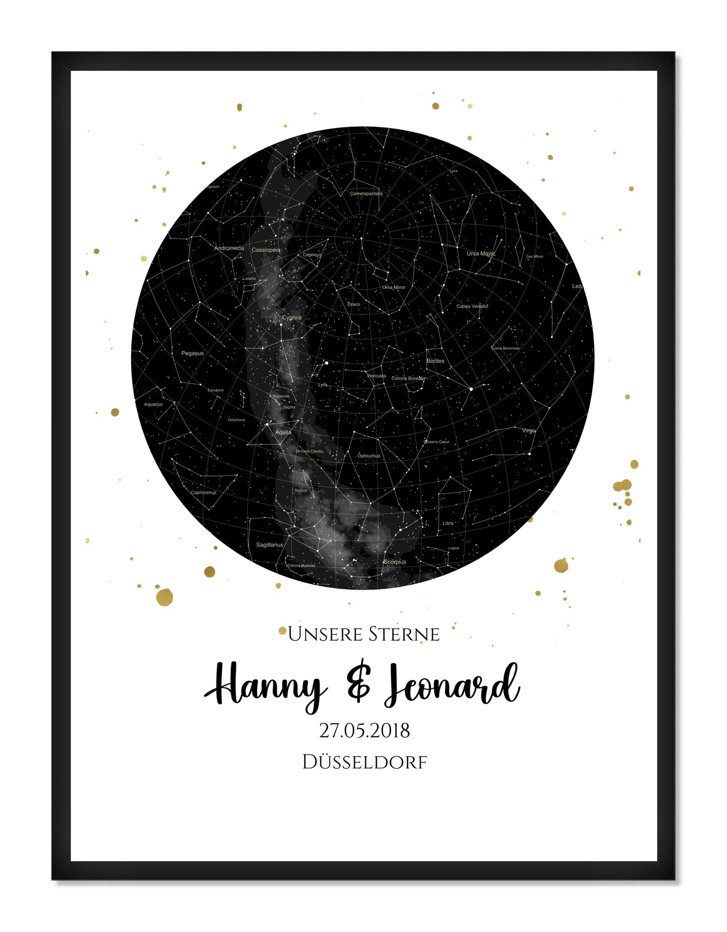 Hochzeitsgeschenk | Personalisierte Sternkarte | Sternenbild Poster | Sternkarte Geschenk zur Hochzeit, zur Geburt, zur Taufe | Geschenk Brautpaar