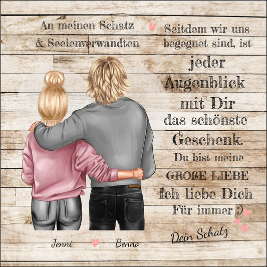 An meinen Schatz - Poster personalisierte Paarleinwand - Geschenk für Sie - Geschenk für Ihn 2