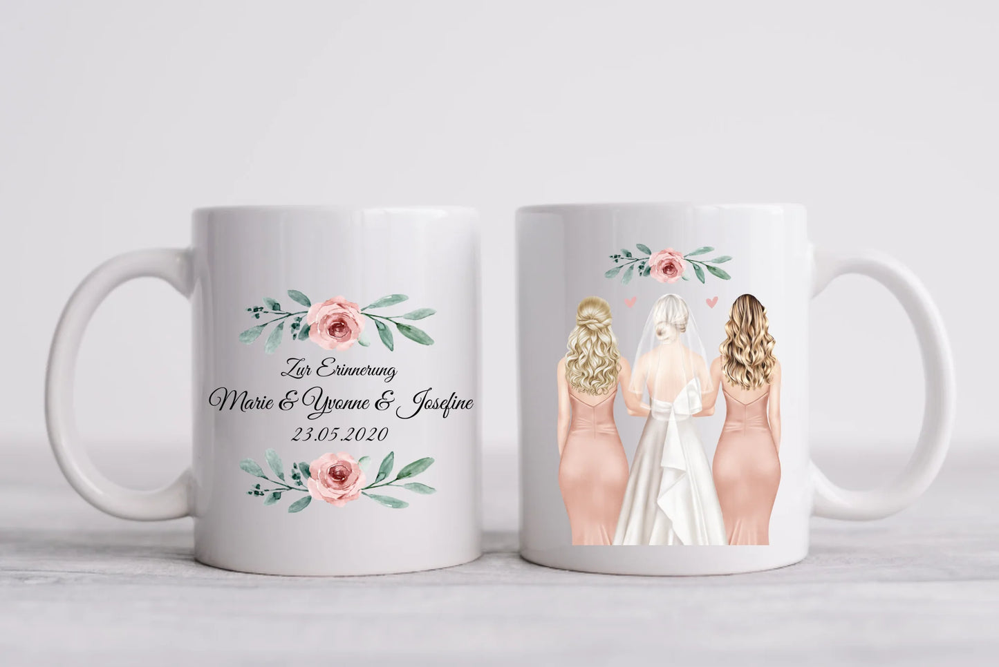 2 Trauzeuginnen Tasse Geschenkidee - Brautgeschenk - Hochzeitsgeschenk - Personalisierte Hochzeitstasse - Geschenk Brautpaar