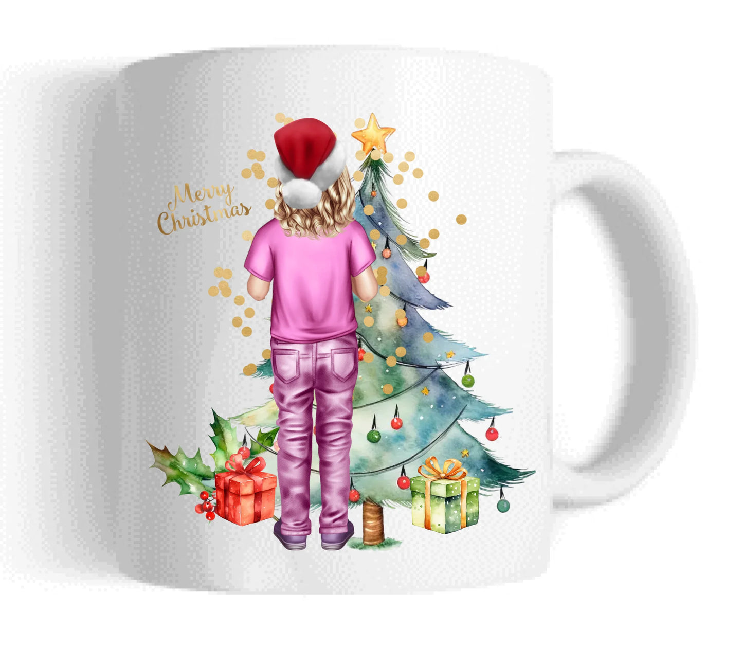 Weihnachtsgeschenk personalisierte Weihnachtstasse für Kinden mit Namen und Outfit gestaltbar