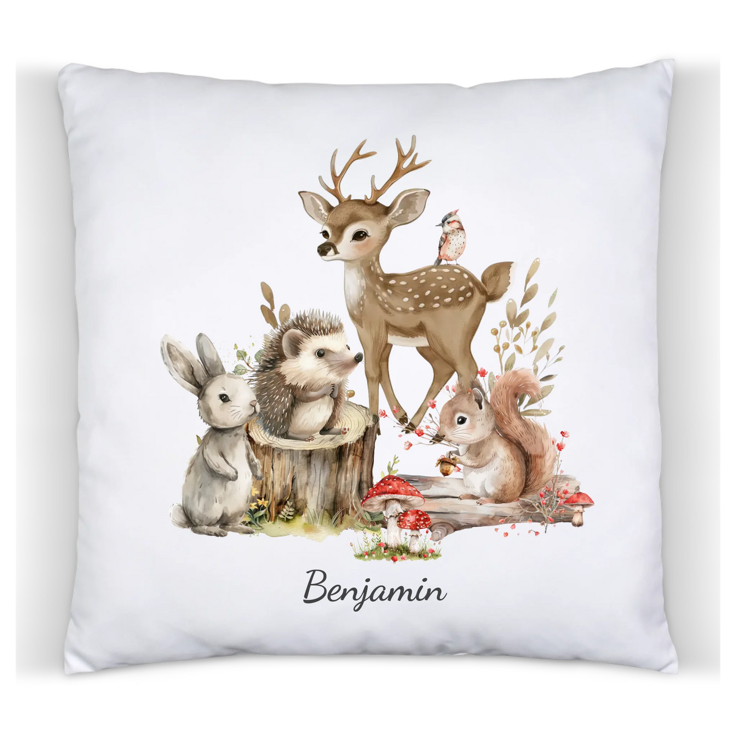 Personalisiertes Kinder Kissen mit Waldtieren- Geschenkidee Geburtstag, Einschulung, Weihnachten