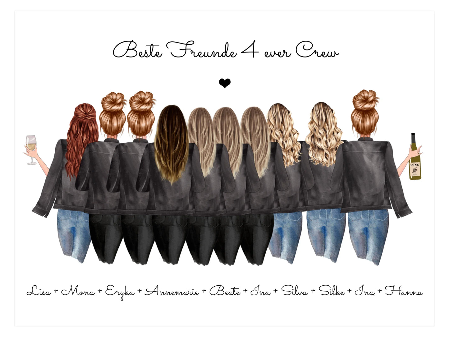 Personalisiertes 10 Freundinnen Poster - BFF 4ever - Geburtstagsgeschenk & Weihnachtsgeschenk