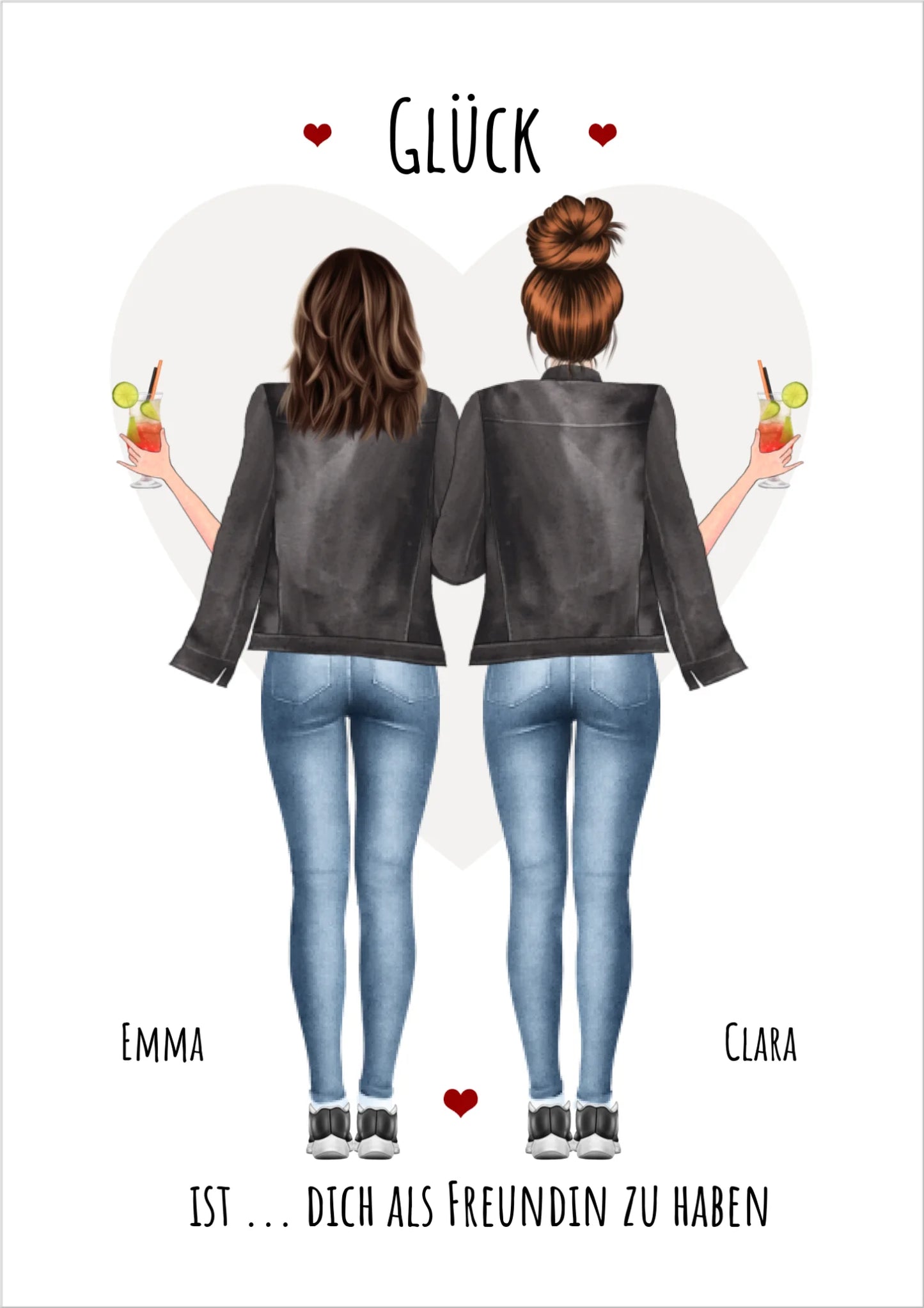 2 beste Freundinnen Poster Geschenk personalisiert - Glück ist - Bild Geschenk - Geburtstagsgeschenk