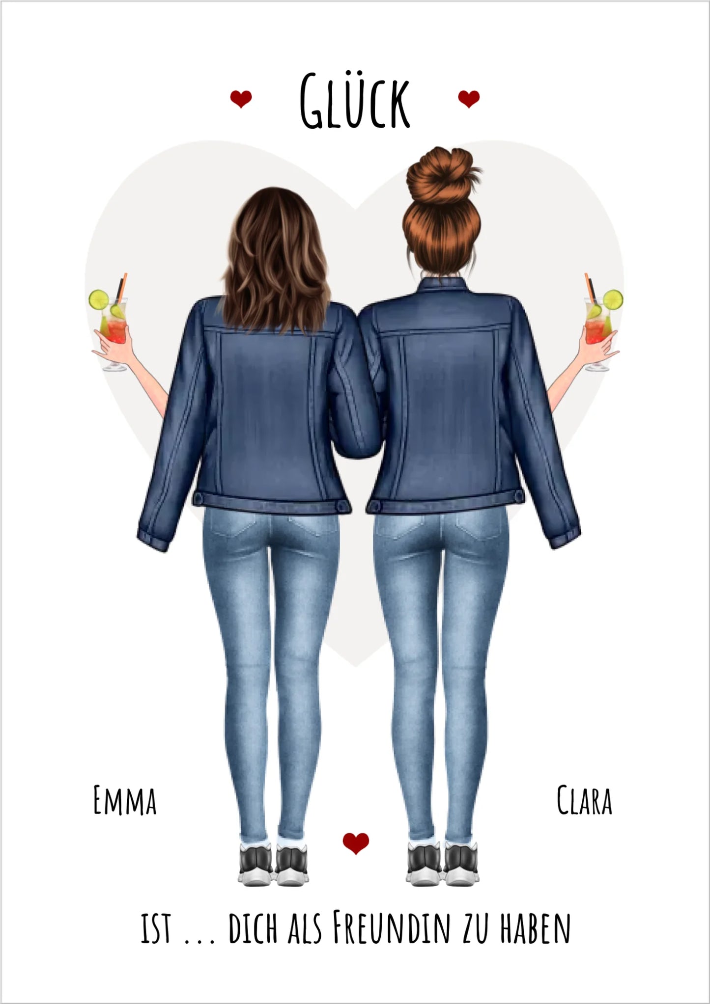 2 Freundinnen Bild | Poster beste Freundin Geschenk personalisiert für Schwester, Mama, Kollegin