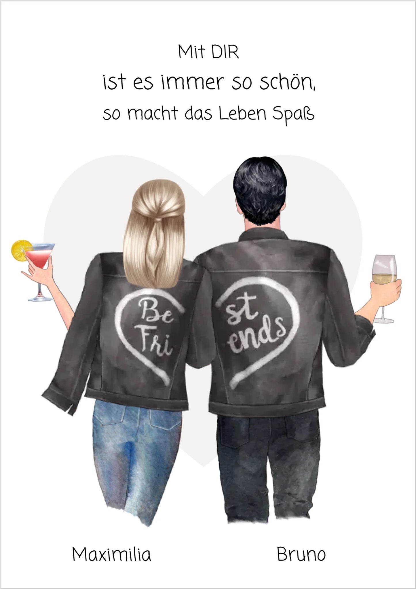 Personalisiertes Geschenk Freund, Geschenk Freundin - Pärchenbild Partnerbild Poster mit Spruch