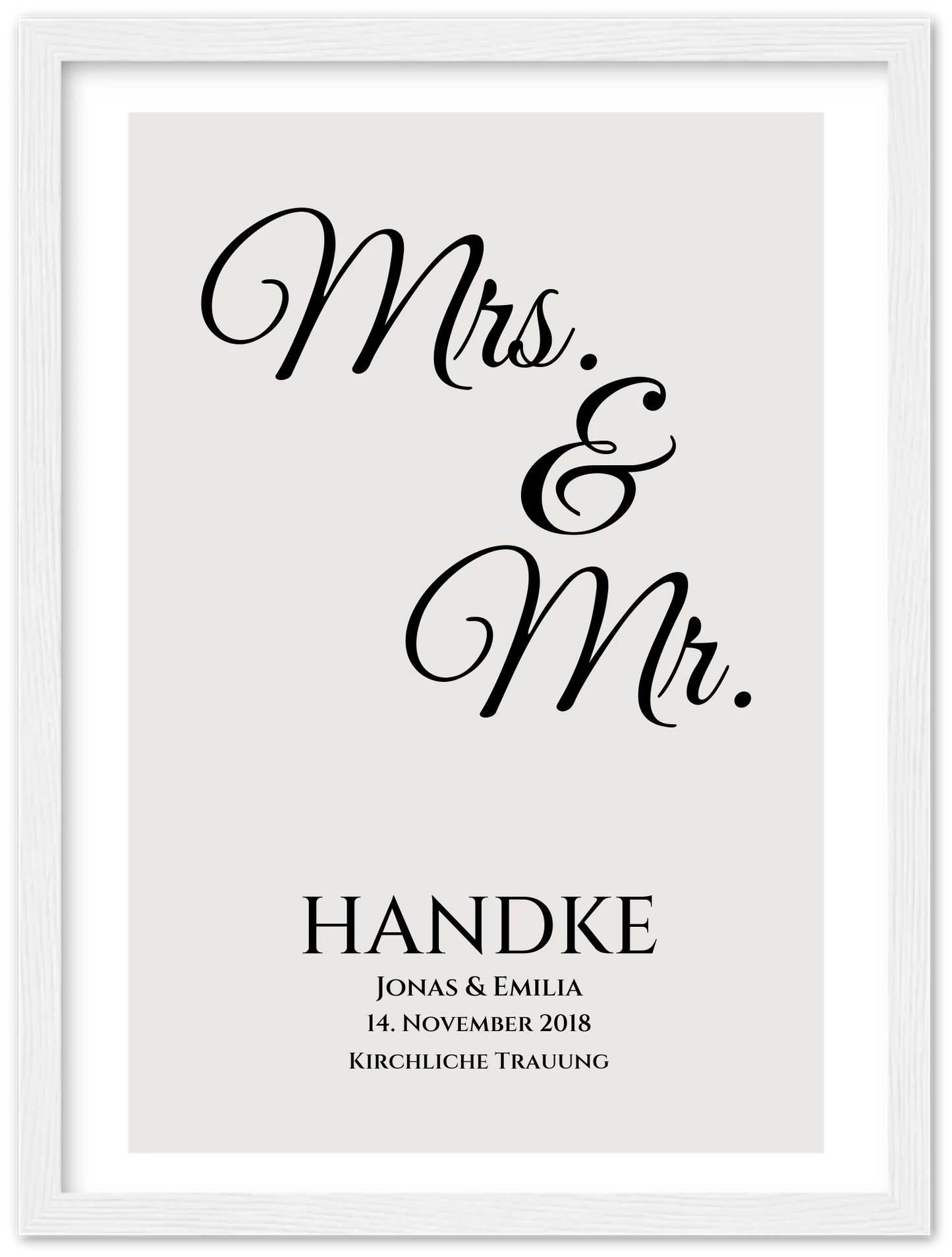 "Mr. & Mrs." Personalisiertes Hochzeitsposter | Hochzeitsgeschenk Bild mit Namen und Datum