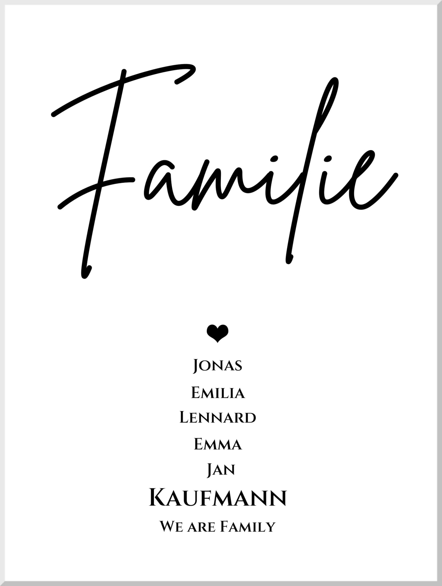 Familienbild "FAMILY" | Poster mit Namen personalisiert |Geburtstagsgeschenk, Muttertagsgeschenk, Weihnachtsgeschenk
