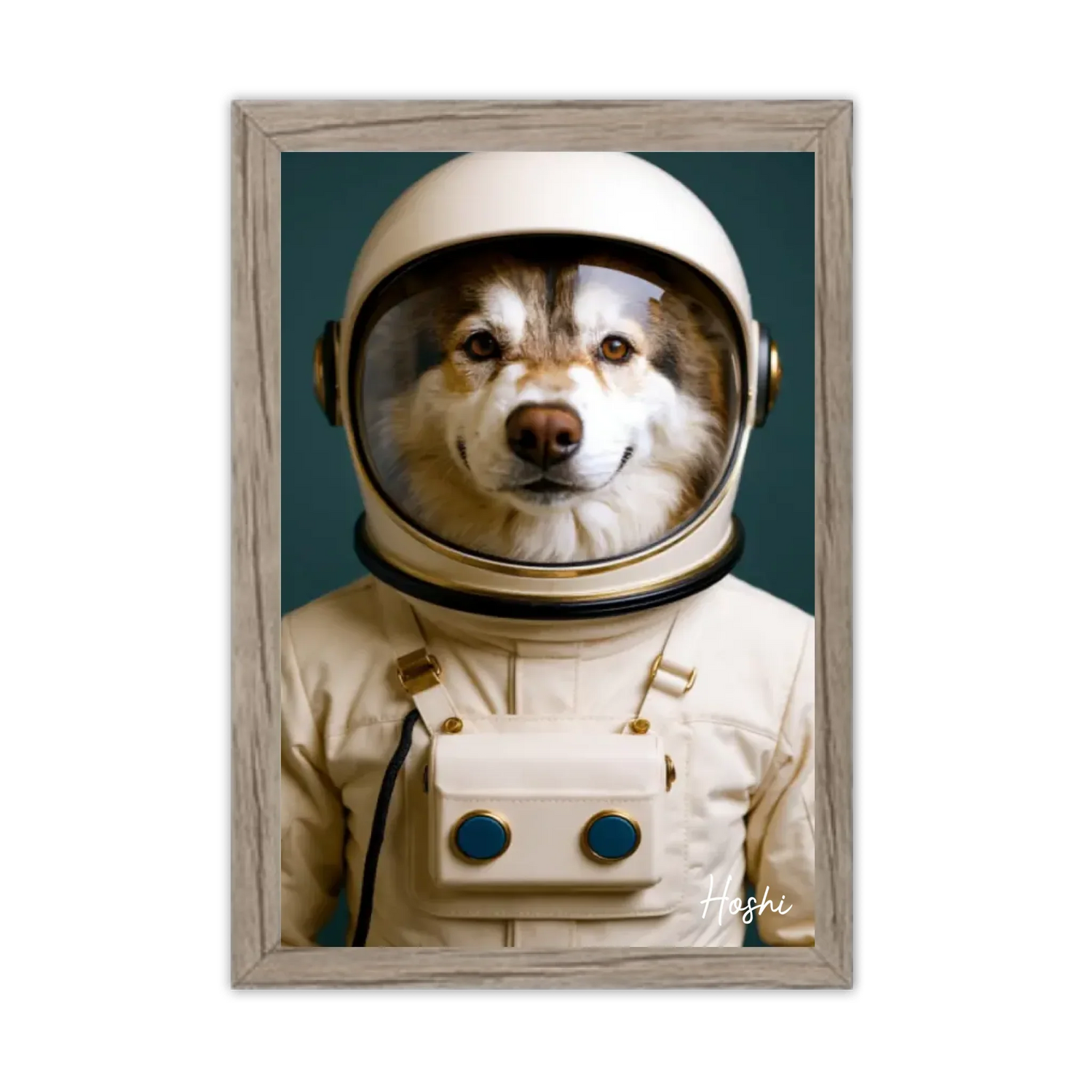 KI-Hundeposter mit Namen von deinem besten Freund aus deinem Hundfoto, einfach online erstellen.