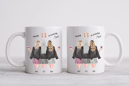 3 Beste Freundinnen Tasse personalisiert- Beste Freundin Geburtstagsgeschenk