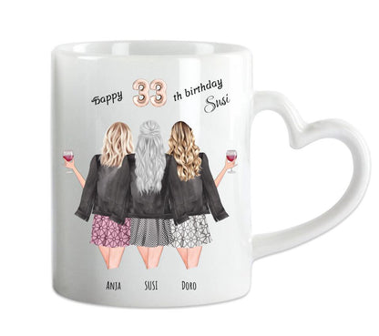 3 Beste Freundinnen Tasse personalisiert- Beste Freundin Geburtstagsgeschenk