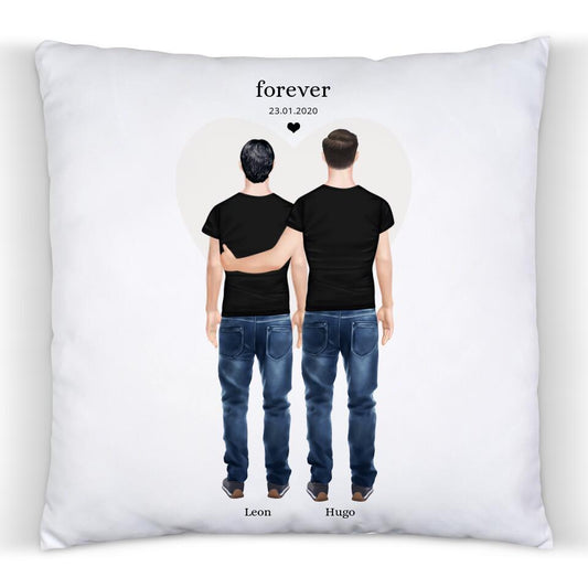 Beste Freunde Partnergeschenk personalisiert 2 Männer - kuscheliges Kissen - Freundschaft & Valentinstag Geschenk - Geburtstagsgeschenk & Weihnachtsgeschenk