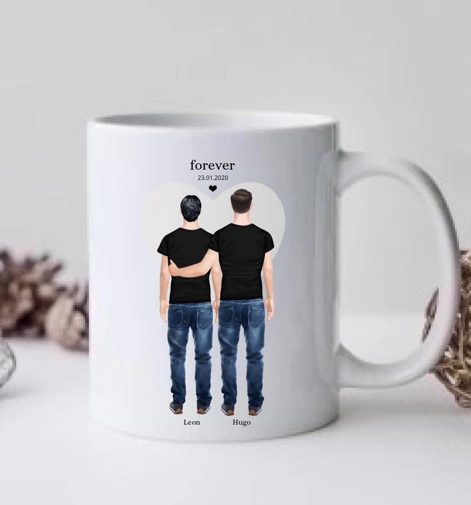 Beste Freunde Partnergeschenk Tasse personalisiert - 2 Männer Geburtstagsgeschenk, Valentinstag Geschenk, Weihnachtsgeschenk