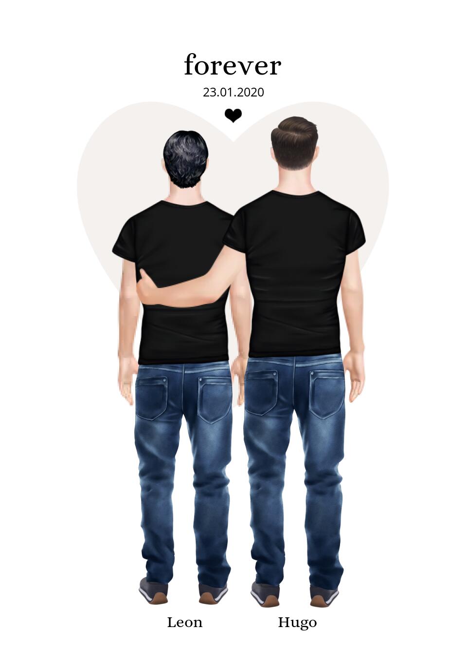 Beste Freunde Partnergeschenk personalisiert 2 Männer - kuschelige Fleece Premium - Freundschaft & Valentinstag Geschenk - Geburtstagsgeschenk & Weihnachtsgeschenk