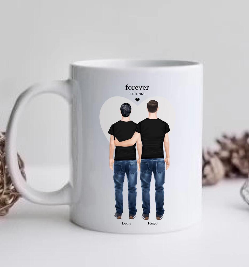 Beste Freunde Partnergeschenk Tasse personalisiert - 2 Männer Geburtstagsgeschenk, Valentinstag Geschenk, Weihnachtsgeschenk