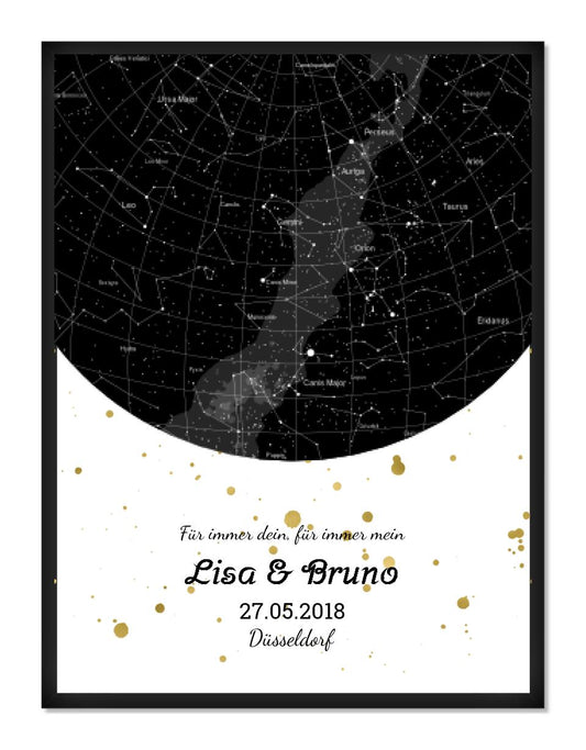 Hochzeitsgeschenk | Personalisierte Sternkarte |  Sternenhimmel Poster | Sternkarte Geschenk zur Hochzeit, zur Geburt, zur Taufe | Geschenk Brautpaar