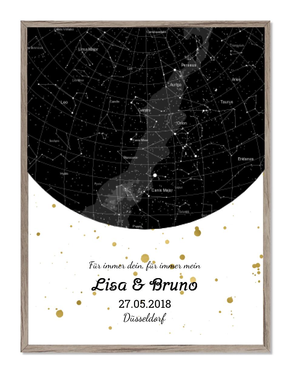 Hochzeitsgeschenk | Personalisierte Sternkarte |  Sternenhimmel Poster | Sternkarte Geschenk zur Hochzeit, zur Geburt, zur Taufe | Geschenk Brautpaar